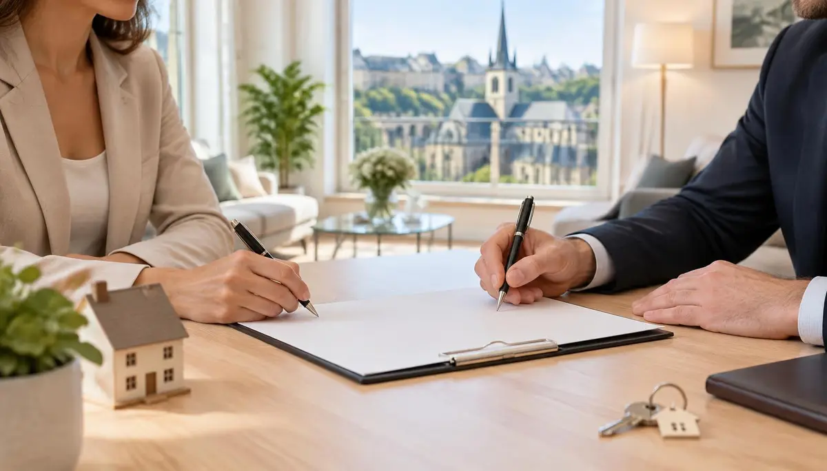 Signature d'un bail de location entre propriétaire et locataire à Luxembourg